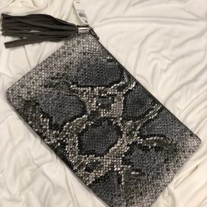 Express snakeskin print clutch!!